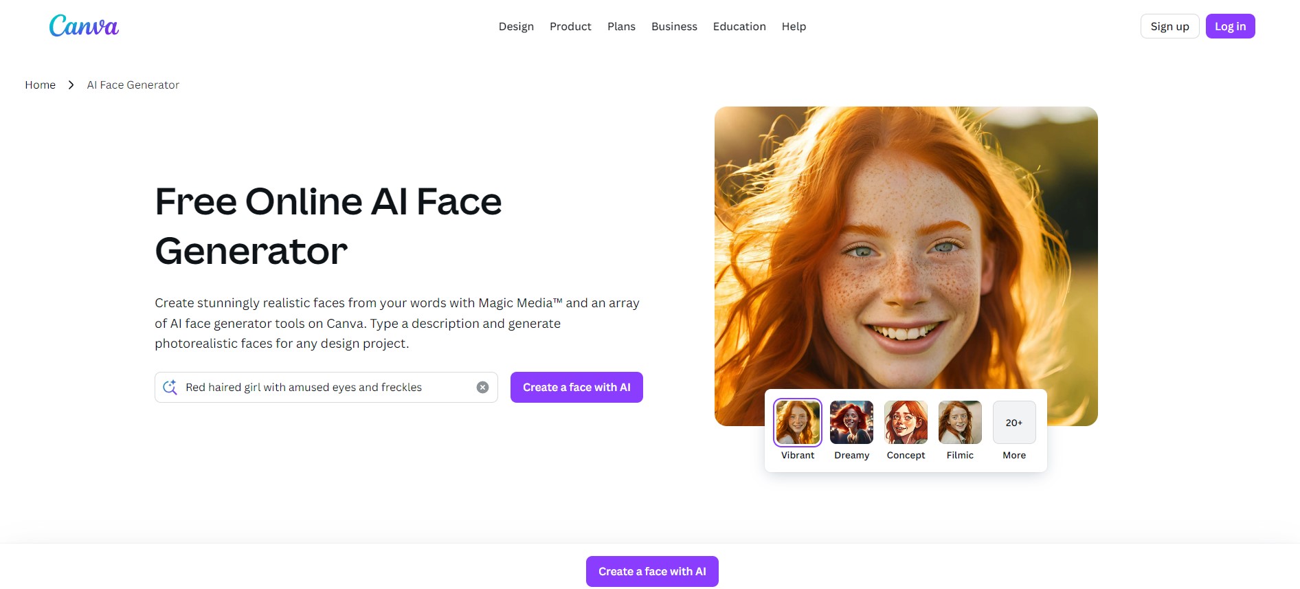 چگونگی ثبت نام و استفاده از سایت  Canva AI Face Generator