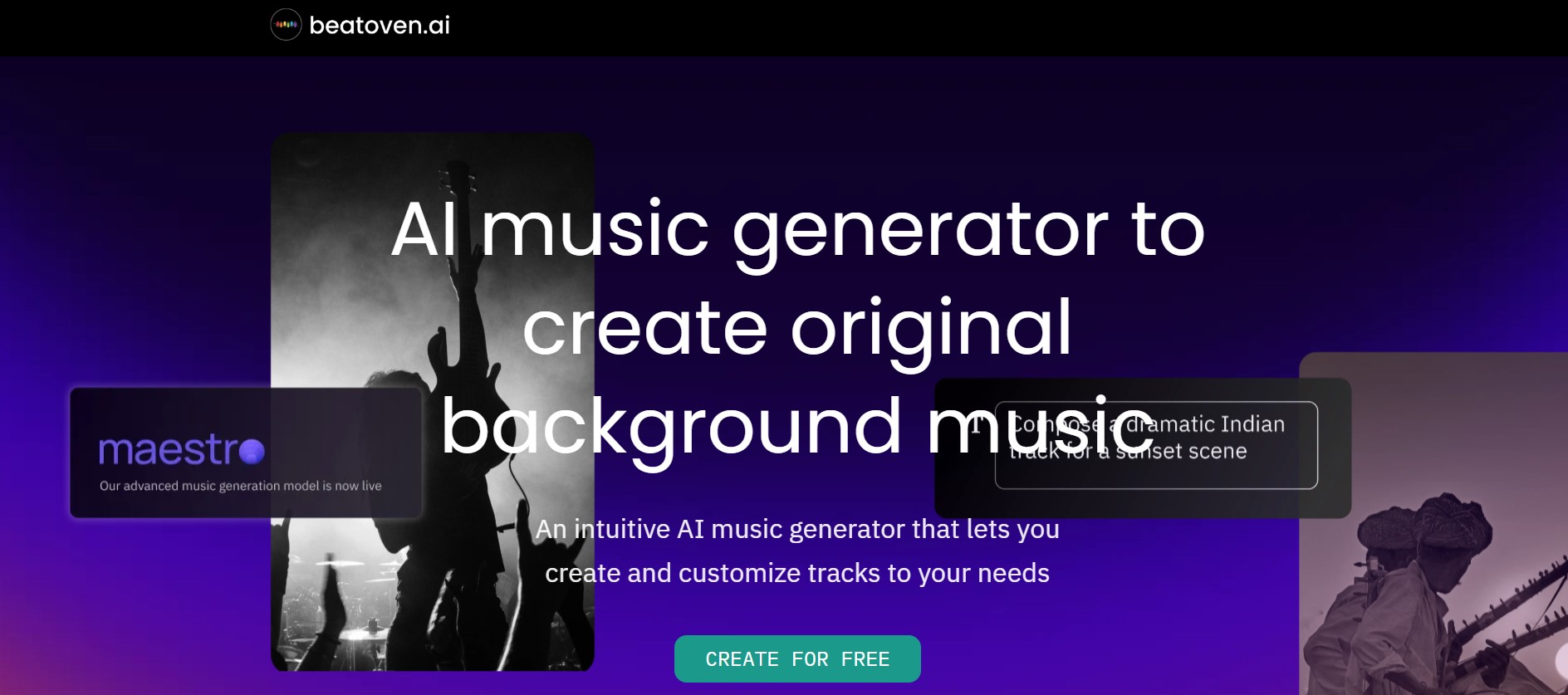 سایت ساخت آهنگ با هوش مصنوعی beatoven.ai